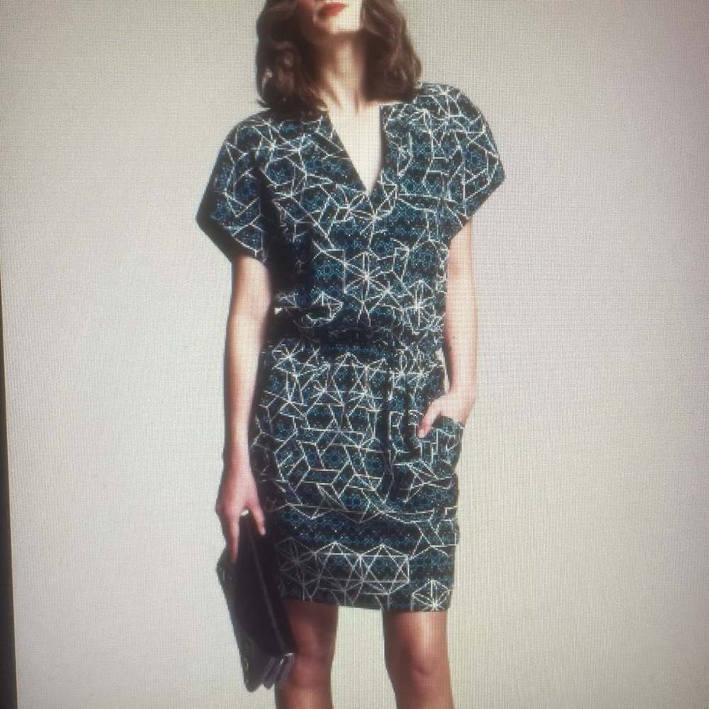Rebecca Minkoff NWOT Geo Print V Neck Silk Dress